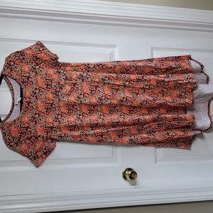 Women's LLR Carly High Low Swing Dress XS floral coral and mint